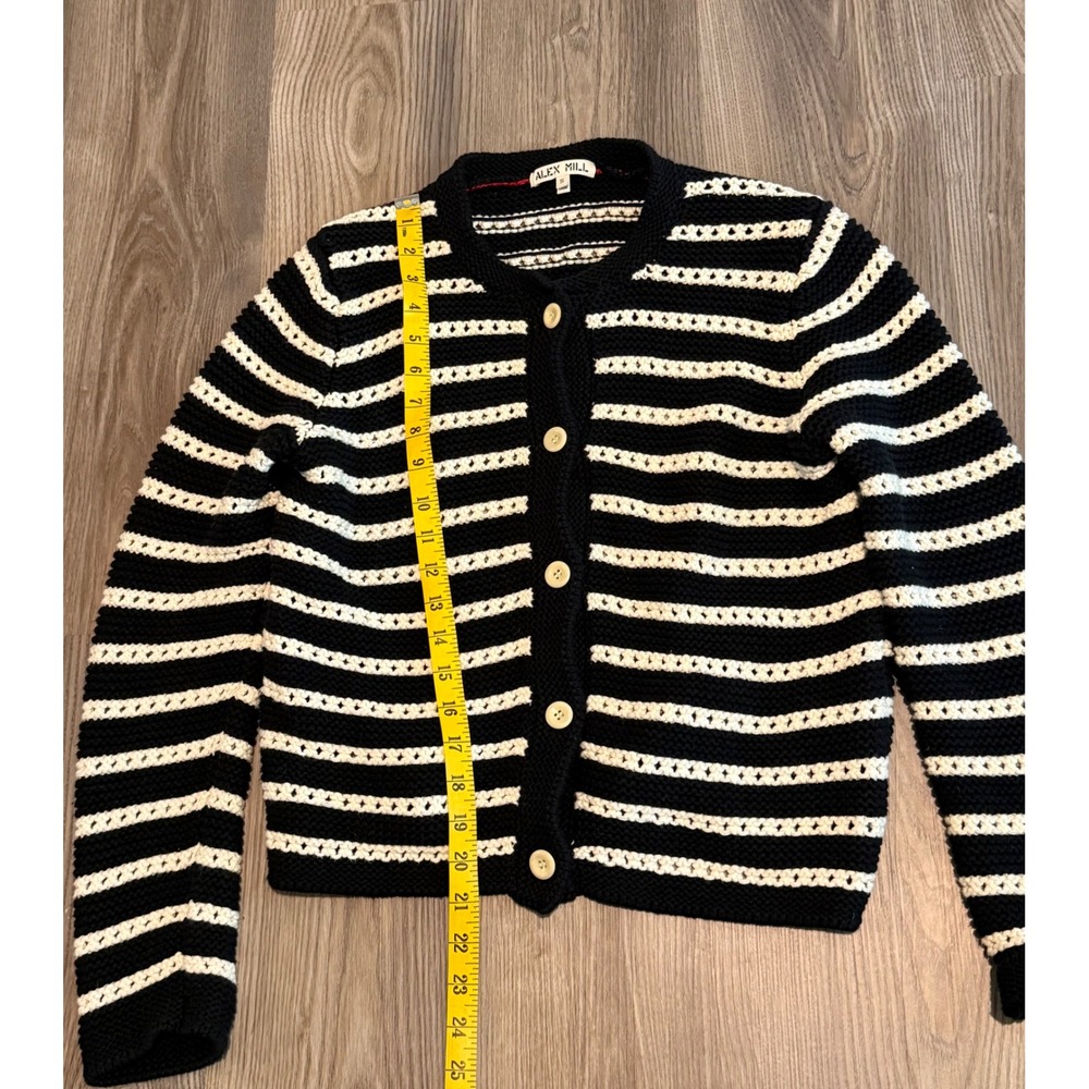 Alex Mill Hailey Women's Striped Knit Cardigan Navy Button Front Size Small - Picture 6 of 7